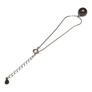 Edison 925 Sterling Silver 10mm Purple Black Round Pearl 7.5" Bracelet