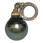 Drop 11.7 x 14.5mm Tahitian Natural Peacock Gray Green Pearl Pendant