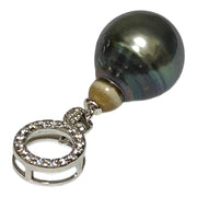 Drop 11.7 x 14.5mm Tahitian Natural Peacock Gray Green Pearl Pendant