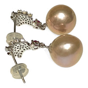 Exquisite 10.2mm Edison Natural Lavender-Pink Round Pearl Earrings
