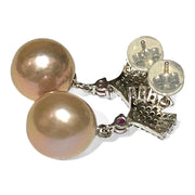Exquisite 10.2mm Edison Natural Lavender-Pink Round Pearl Earrings