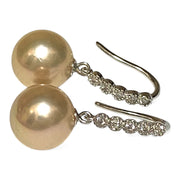 Exquisite 10.6mm Peach Pink Round Edison Cultured Pearl Earrings