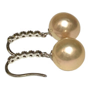 Exquisite 10.6mm Peach Pink Round Edison Cultured Pearl Earrings