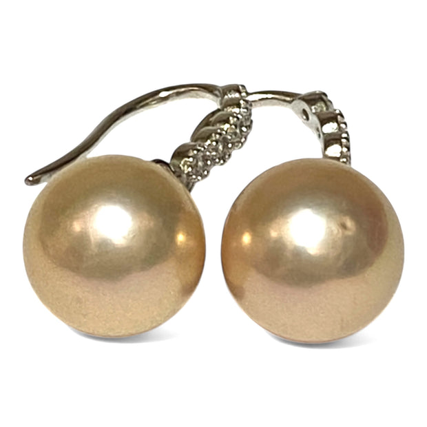 Exquisite 10.6mm Peach Pink Round Edison Cultured Pearl Earrings