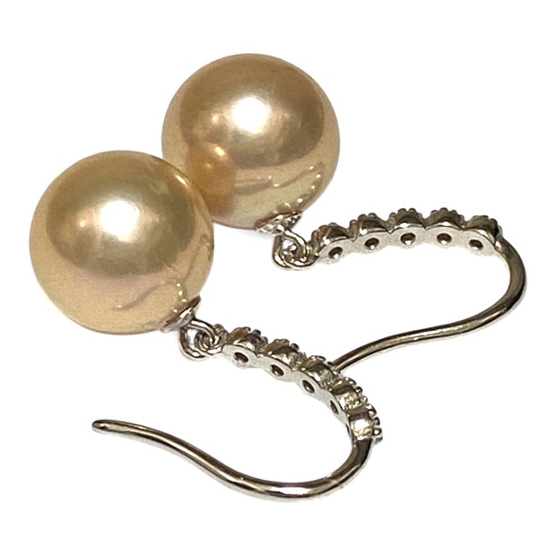 Exquisite 10.6mm Peach Pink Round Edison Cultured Pearl Earrings