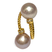 Premium Edison Purple Pink Round Cultured Double Pearls Ring Size 6