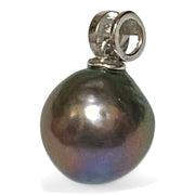 Elegant 11mm Edison Round Peacock Black Blue Pearl Pendant