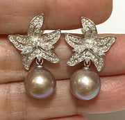 Fantastic 10 - 10.5mm Purple Brown Pink Edison Pearl Dangle Earrings