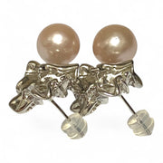 Exquisite Purple Pink Round Edison 10-10.5mm Pearl Dangle Earrings