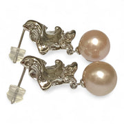 Exquisite Purple Pink Round Edison 10-10.5mm Pearl Dangle Earrings