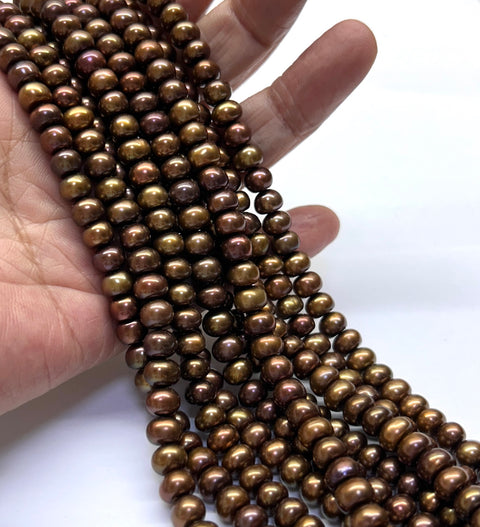 Shinny 6 - 6.5mm Corn Round Multi Brown Bronze Pearl 16" Strand