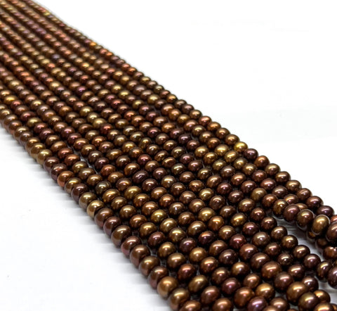 Shinny 6 - 6.5mm Corn Round Multi Brown Bronze Pearl 16" Strand