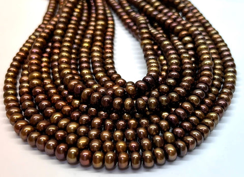 Shinny 6 - 6.5mm Corn Round Multi Brown Bronze Pearl 16" Strand