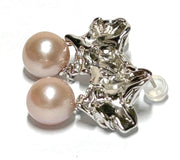 Exquisite Purple Pink Round Edison 10-10.5mm Pearl Dangle Earrings