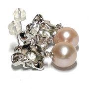 Exquisite Purple Pink Round Edison 10-10.5mm Pearl Dangle Earrings