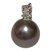 Fabulous 10.8 - 11mm Edison Round Purple Black Pinkish Pearl Pendant