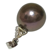 Fabulous 10.8 - 11mm Edison Round Purple Black Pinkish Pearl Pendant