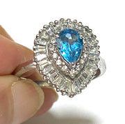 Natural 1.2 Carat 5 x 7mm London Blue Topaz Pear Shape Ring Size 7