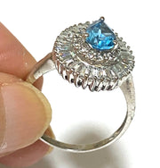 Natural 1.2 Carat 5 x 7mm London Blue Topaz Pear Shape Ring Size 7