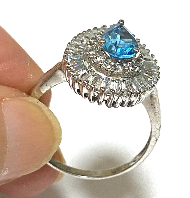 Natural 1.2 Carat 5 x 7mm London Blue Topaz Pear Shape Ring Size 7