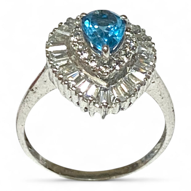 Natural 1.2 Carat 5 x 7mm London Blue Topaz Pear Shape Ring Size 7