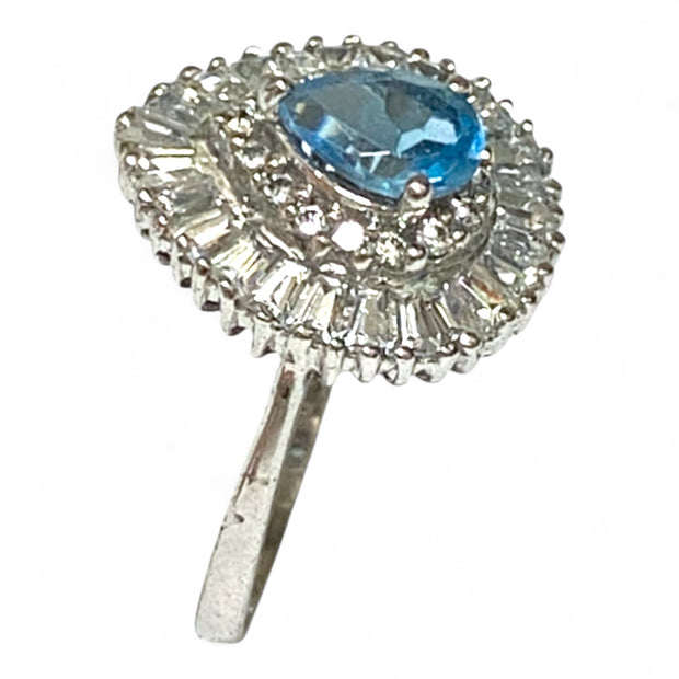 Natural 1.2 Carat 5 x 7mm London Blue Topaz Pear Shape Ring Size 7