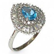Natural 1.2 Carat 5 x 7mm London Blue Topaz Pear Shape Ring Size 7