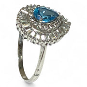Natural 1.2 Carat 5 x 7mm London Blue Topaz Pear Shape Ring Size 7