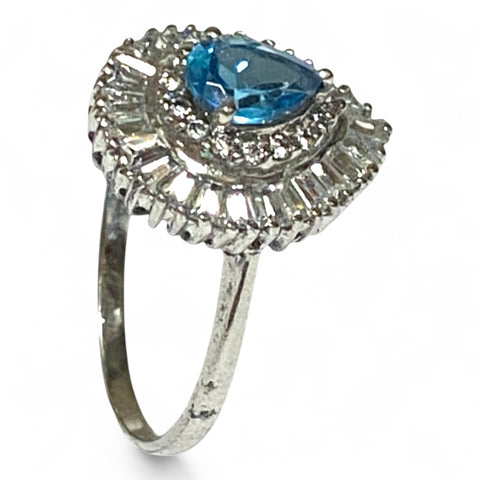 Natural 1.2 Carat 5 x 7mm London Blue Topaz Pear Shape Ring Size 7