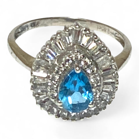 Natural 1.2 Carat 5 x 7mm London Blue Topaz Pear Shape Ring Size 7