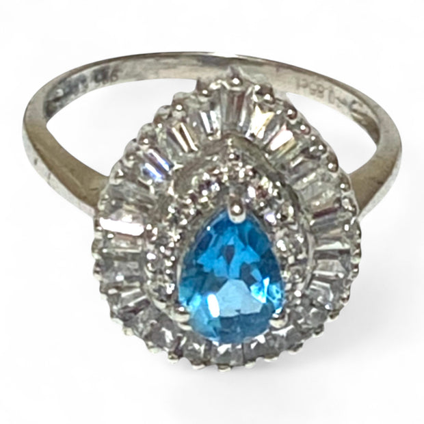 Natural 1.2 Carat 5 x 7mm London Blue Topaz Pear Shape Ring Size 7