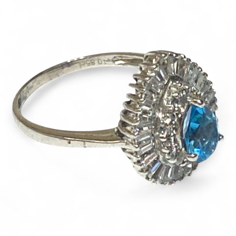 Natural 1.2 Carat 5 x 7mm London Blue Topaz Pear Shape Ring Size 7