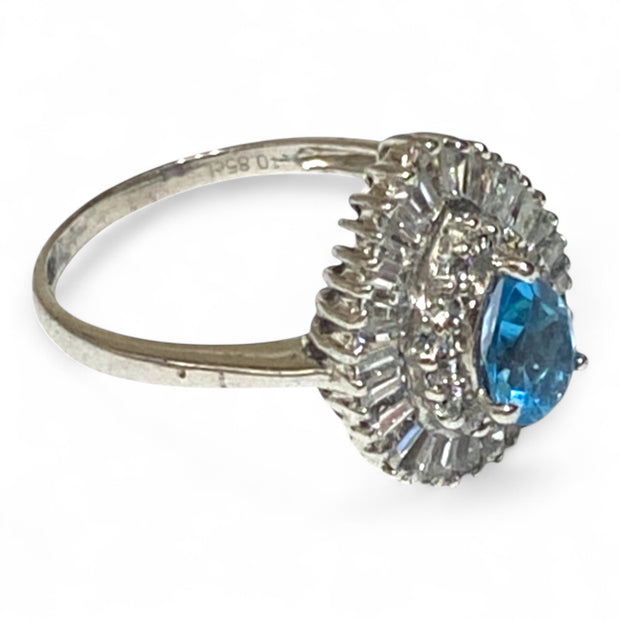 Natural 1.2 Carat 5 x 7mm London Blue Topaz Pear Shape Ring Size 7