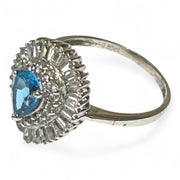 Natural 1.2 Carat 5 x 7mm London Blue Topaz Pear Shape Ring Size 7