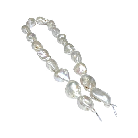 Baroque 15 - 25mm 18 pcs White PinkISH Cultured Keshi Pearl 16" Strand