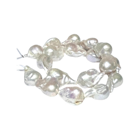 Baroque 15 - 25mm 18 pcs White PinkISH Cultured Keshi Pearl 16" Strand