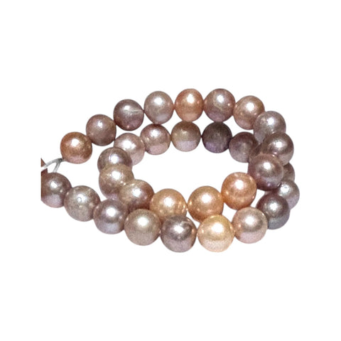 Oval Round 13.1 - 14.6mm 32 pcs Edison Multi Colors Pearl 16" Strand