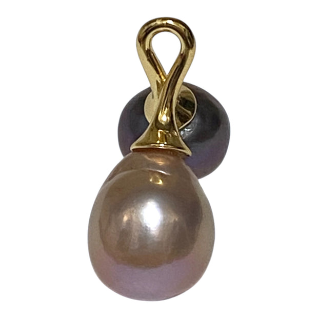Handcrafted 9.5–12.6mm Edison Purple-Black Cultured Twin Pearl Pendant