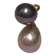Handcrafted 9.5–12.6mm Edison Purple-Black Cultured Twin Pearl Pendant