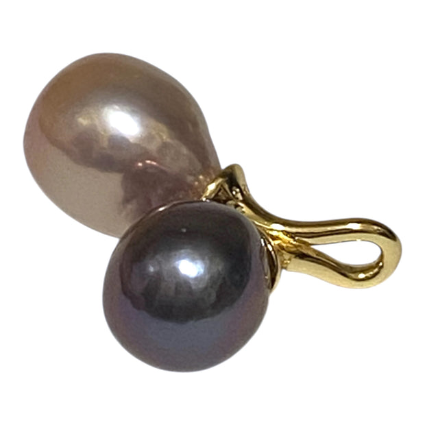 Handcrafted 9.5–12.6mm Edison Purple-Black Cultured Twin Pearl Pendant