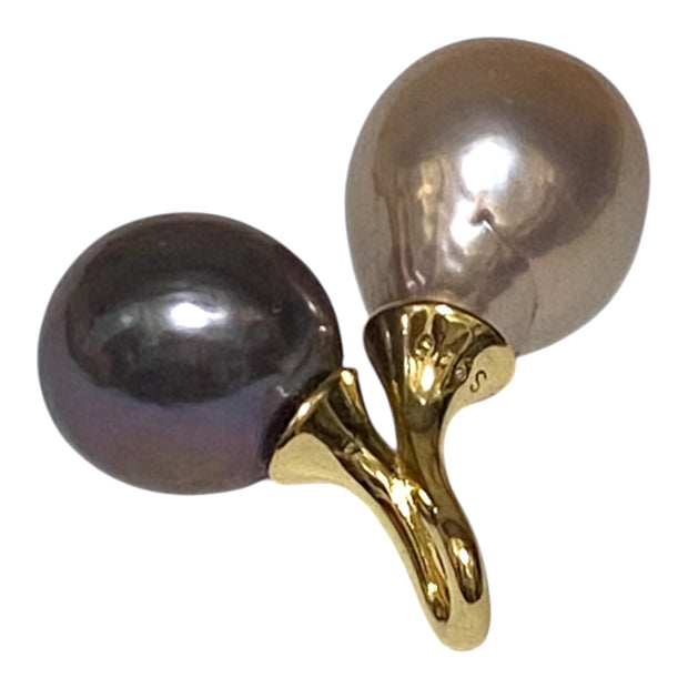 Handcrafted 9.5–12.6mm Edison Purple-Black Cultured Twin Pearl Pendant
