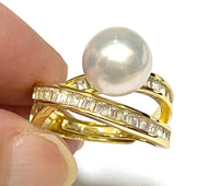 Skillfully 9 -9.5mm Natural White Australia South Sea Round Pearl Ring