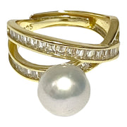 Skillfully 9 -9.5mm Natural White Australia South Sea Round Pearl Ring
