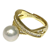 Skillfully 9 -9.5mm Natural White Australia South Sea Round Pearl Ring