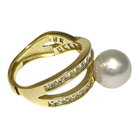 Skillfully 9 -9.5mm Natural White Australia South Sea Round Pearl Ring