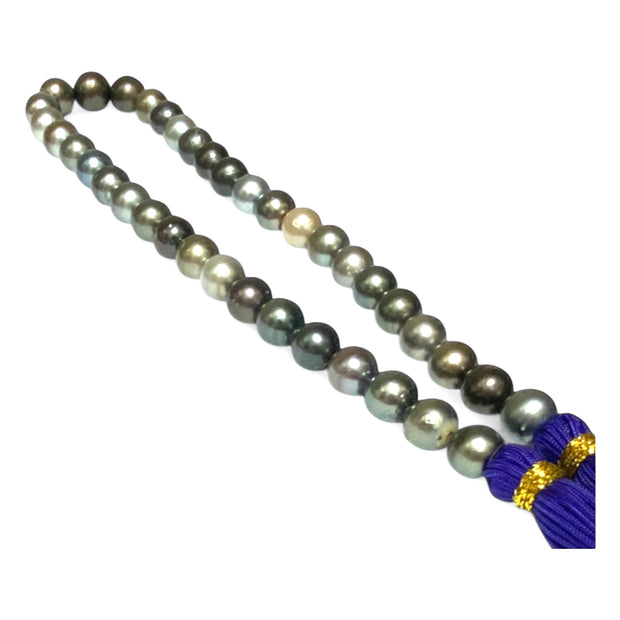 Round 10-11.7mm 38 pcs Tahitian Peacock Gray Green Pearl 16" Strand