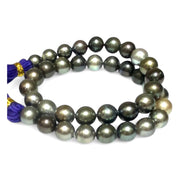 Round 10-11.7mm 38 pcs Tahitian Peacock Gray Green Pearl 16" Strand