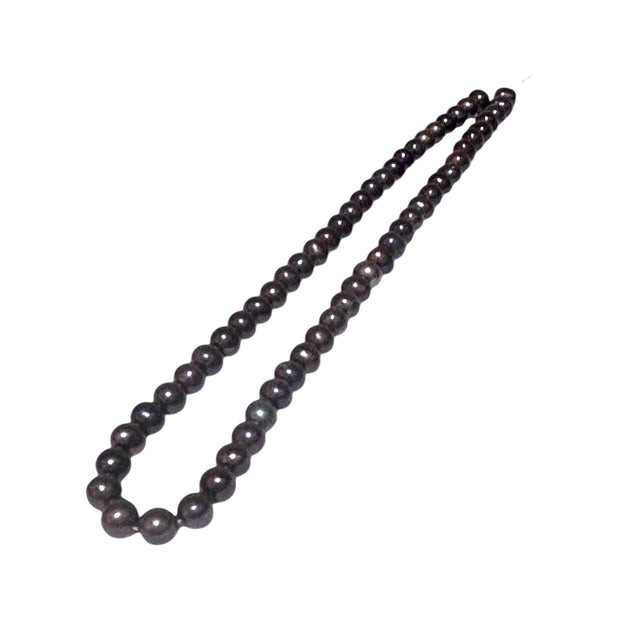 Magnificent 7.5 - 8mm Peacock Black Blue Round Pearl 16" Strand