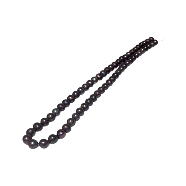 Magnificent 7.5 - 8mm Peacock Black Blue Round Pearl 16" Strand