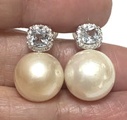 Elegant Round 11.7mm Indonesian Cream White South Sea Pearl Earrings